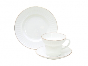 Imperial Porcelain Gold Ribbon Bone China Tea Set 3pc