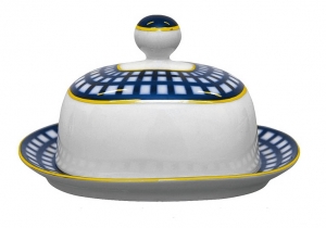Lomonosov Imperial Porcelain Butter Holder Dish Quattro Cobalt Cell Lomonosov Imperial Porcelain Butter Holder Dish Quattro Cobalt Cell
