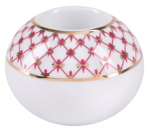 Lomonosov Porcelain Round Candle Holder Red Net Lomonosov Porcelain Round Candle Holder Red Net