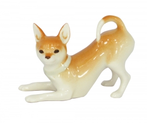Chihuahua Dog Playing Lomonosov Imperial Porcelain Figurine Chihuahua Dog Playing Lomonosov Imperial Porcelain Figurine