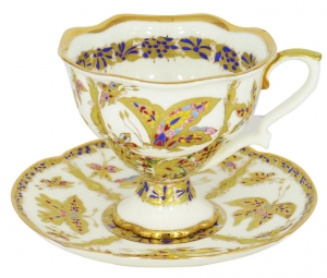 Lomonosov Imperial Porcelain Fantastic Butterflies Bone China Tea Cup and Saucer
