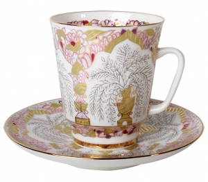 Lomonosov Imperial Porcelain Cup and Saucer Bone China May Golden Vases 5.6 fl.oz/165 ml 2 pc Lomonosov Imperial Porcelain Cup and Saucer Bone China May Golden Vases 5.6 fl.oz/165 ml 2 pc