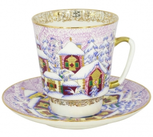 Lomonosov Imperial Porcelain Cup and Saucer Bone China May Winter Day 5.6 fl.oz/165 ml Lomonosov Imperial Porcelain Cup and Saucer Bone China May Winter Day 5.6 fl.oz/165 ml