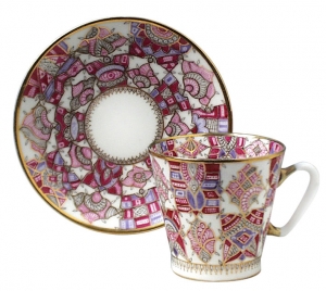 Lomonosov Imperial Porcelain Cup and Saucer Bone China Pink Pattern 2.71 fl.oz/80 ml Lomonosov Imperial Porcelain Cup and Saucer Bone China Pink Pattern 2.71 fl.oz/80 ml