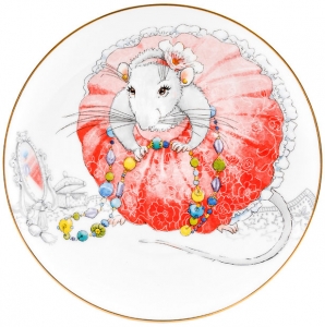 Decorative Wall Plate 2020 Year of RAT Lady Mouse in Pink Decorative Wall Plate 2020 Year of RAT Lady Mouse in Pink