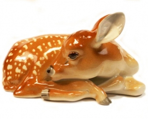 Deer Fawn Young Sleeping Lomonosov Imperial Porcelain Figurine Deer Fawn Young Sleeping Lomonosov Imperial Porcelain Figurine