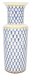 Flower Vase Cylinder Style Cobalt Net Lomonosov Imperial Porcelain Flower Vase Cylinder Style Cobalt Net Lomonosov Imperial Porcelain