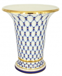  Flower Vase Empire Style Cobalt Net Lomonosov Imperial Porcelain