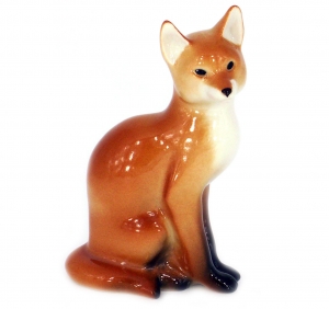 Fox Sitting Lomonosov Imperial Porcelain Figurine