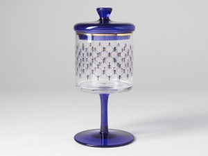 Imperial Porcelain Factory Glass Covered Jam Honey Vase Cobalt Net Imperial Porcelain Factory Glass Covered Jam Honey Vase Cobalt Net