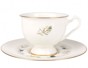 Lomonosov Imperial Bone China Tea Set Cup and Saucer Aisedora Crowberry 8.1 oz/240 ml