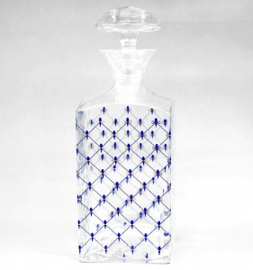 Lomonosov Imperial Glass Cognac Decanter Clear Top Cobalt Net 33.8 oz/1000ml
