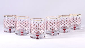 Lomonosov Glass Whiskey Lowball Red Net Set 6 pc Lomonosov Glass Whiskey Lowball Red Net Set 6 pc