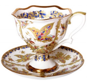 Lomonosov Porcelain Bone China Coffee Cup and Saucer Fantastic Butterflies Lomonosov Porcelain Bone China Coffee Cup and Saucer Fantastic Butterflies