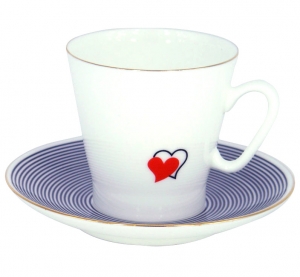 Lomonosov Imperial Porcelain Bone China Espresso / Coffee Cup and Saucer Beloved Hearts Lomonosov Imperial Porcelain Bone China Espresso / Coffee Cup and Saucer Beloved Hearts
