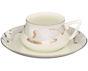 Lomonosov Porcelain Bone China Cup and Saucer Bilibina Crocus Lomonosov Porcelain Bone China Cup and Saucer Bilibina Crocus