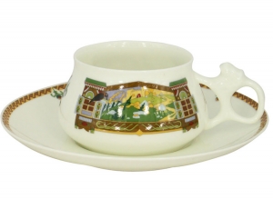 Lomonosov Imperial Porcelain Bone China Cup and Saucer Bilibina Magical Landscape Lomonosov Imperial Porcelain Bone China Cup and Saucer Bilibina Magical Landscape