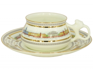 Lomonosov Imperial Porcelain Bone China Cup and Saucer Bilibina Neva Embankment Lomonosov Imperial Porcelain Bone China Cup and Saucer Bilibina Neva Embankment