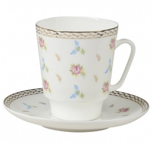 Lomonosov Imperial Bone China Cup and Saucer May Flower Waltz 5.6 fl.oz/165 ml 2 pc