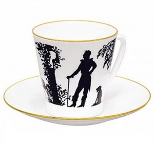 Lomonosov Imperial Porcelain Bone China Espresso Cup and Saucer Meeting Lomonosov Imperial Porcelain Bone China Espresso Cup and Saucer Meeting