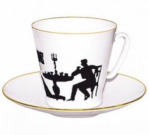Lomonosov Imperial Porcelain Bone China Espresso Cup and Saucer Visitor Lomonosov Imperial Porcelain Bone China Espresso Cup and Saucer Visitor