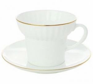 Lomonosov Imperial Porcelain Bone China Cup and Saucer Wave Gold Edging Lomonosov Imperial Porcelain Bone China Cup and Saucer Wave Gold Edging