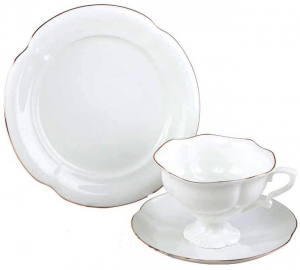 Lomonosov Imperial Porcelain Bone China Tea Cup Set 3 pc Golden Ribbon Lomonosov Imperial Porcelain Bone China Tea Cup Set 3 pc Golden Ribbon