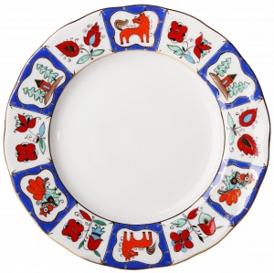 Lomonosov Imperial Porcelain Cake Dessert Plate Tulip Russian Lubok Lomonosov Imperial Porcelain Cake Dessert Plate Tulip Russian Lubok