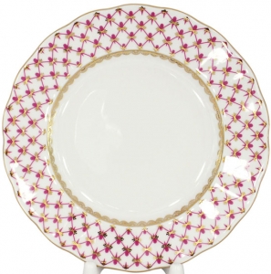 Lomonosov Imperial Porcelain Cake Dessert Tulip Plate Red Net Lomonosov Imperial Porcelain Cake Dessert Tulip Plate Red Net