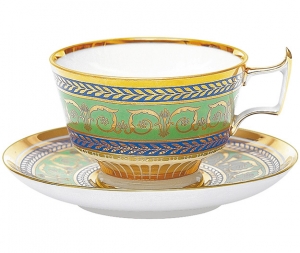Lomonosov Imperial Porcelain Coffee Cup and Saucer Alexandria Golden 6.8 oz/200 ml Lomonosov Imperial Porcelain Coffee Cup and Saucer Alexandria Golden 6.8 oz/200 ml