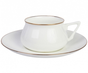 Lomonosov Imperial Porcelain Cup and Saucer Bilibina Golden Rim Lomonosov Imperial Porcelain Cup and Saucer Bilibina Golden Rim