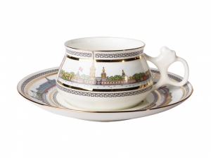 Lomonosov Porcelain Cup and Saucer Bilibina Neva Shores Lomonosov Porcelain Cup and Saucer Bilibina Neva Shores