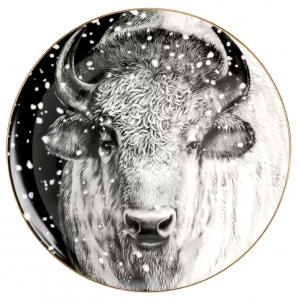 Lomonosov Imperial Porcelain Decorative Wall Plate Totem Animal BUFFALO Lomonosov Imperial Porcelain Decorative Wall Plate Totem Animal BUFFALO