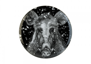 Lomonosov Porcelain Decorative Wall Plate Totem Animal Wild Boar 