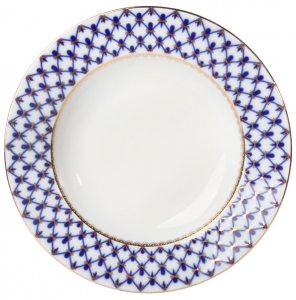 Lomonosov Porcelain Dinner Plate Cobalt Net European-2 Flat 8.5