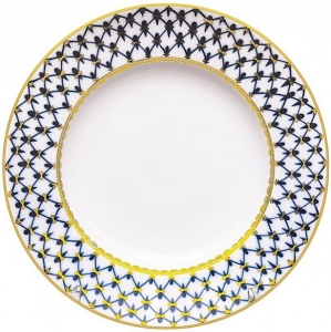 Lomonosov Imperial Porcelain Dinner Plate Cobalt Net Smooth Flat 10.6 Lomonosov Imperial Porcelain Dinner Plate Cobalt Net Smooth Flat 10.6