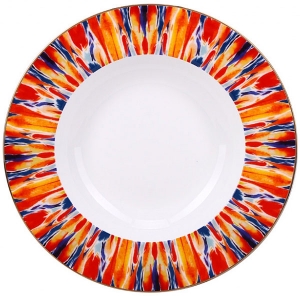 Lomonosov Imperial Porcelain Soup Plate Flame Flower 9.3 Lomonosov Imperial Porcelain Soup Plate Flame Flower 9.3