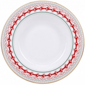 Lomonosov Imperial Porcelain Soup Plate Red Reindeer 8.9 Lomonosov Imperial Porcelain Soup Plate Red Reindeer 8.9