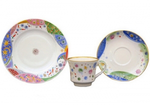 Lomonosov Imperial Porcelain Tea Cup Set 3 pc Banquet Carnival 7.4 oz/220 ml Lomonosov Imperial Porcelain Tea Cup Set 3 pc Banquet Carnival 7.4 oz/220 ml