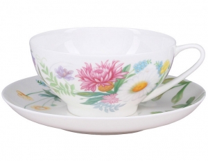 Lomonosov Imperial Porcelain Tea Set Cup and Saucer Dome Wildflowers #2 Lomonosov Imperial Porcelain Tea Set Cup and Saucer Dome Wildflowers #2