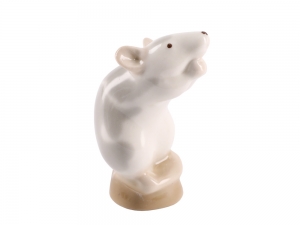 Mouse on Stand Gray Lomonosov Porcelain Figurine