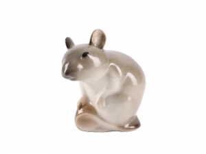 Mouse with Nut Pale Yellow Lomonosov Porcelain Figurine