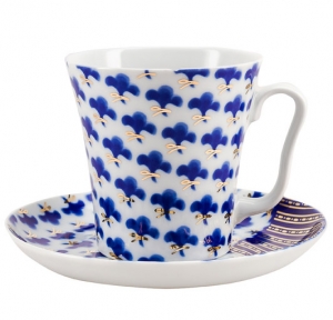 Lomonosov Imperial Porcelain Mug Cobalt Pattern Okinava Leningradskii-2 12.2 fl.oz 360 ml