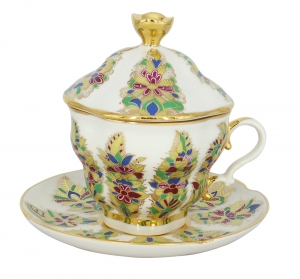 Lomonosov Imperial Porcelain Covered Cup and Saucer Fantastic Flower Gift-2 Lomonosov Imperial Porcelain Covered Cup and Saucer Fantastic Flower Gift-2