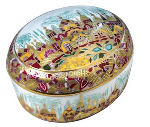 Lomonosov Imperial Porcelain Treasure Jewellery Oval Box CGolden Spring