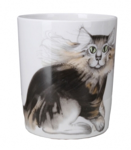 Lomonosov Imperial Porcelain Mug Cat Max Snowy Morning12.8 fl.oz/380 ml