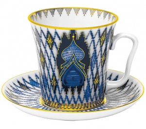 Lomonosov Imperial Porcelain Mug and Saucer Kizhi Leningradskii 12.2 fl.oz/360 ml