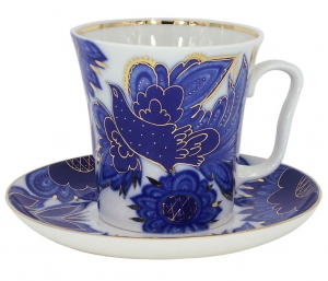 Lomonosov Imperial Porcelain Lomonosov Porcelain Set Mug and Saucer 2pc Magic Firebird 12.7 fl.oz 