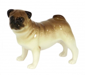 Pug Dog Standing Lomonosov Porcelain Figurine