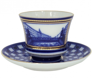 Lomonosov Imperial Porcelain Tea Set Cup and Saucer Banquet Bank Bridge 7.4 oz/220 ml